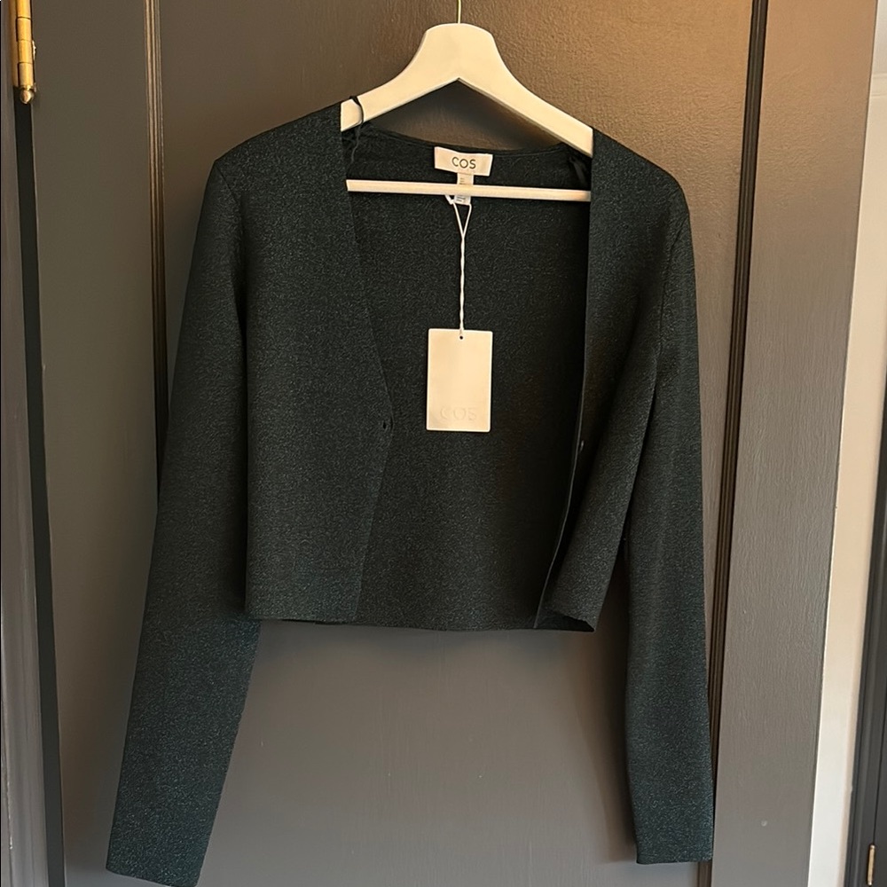 COS Deep Green Open Front Cardigan